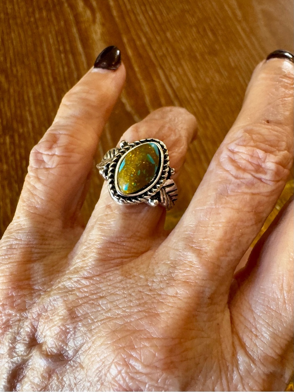 Charming Native American turquoise & silver ring 6.5